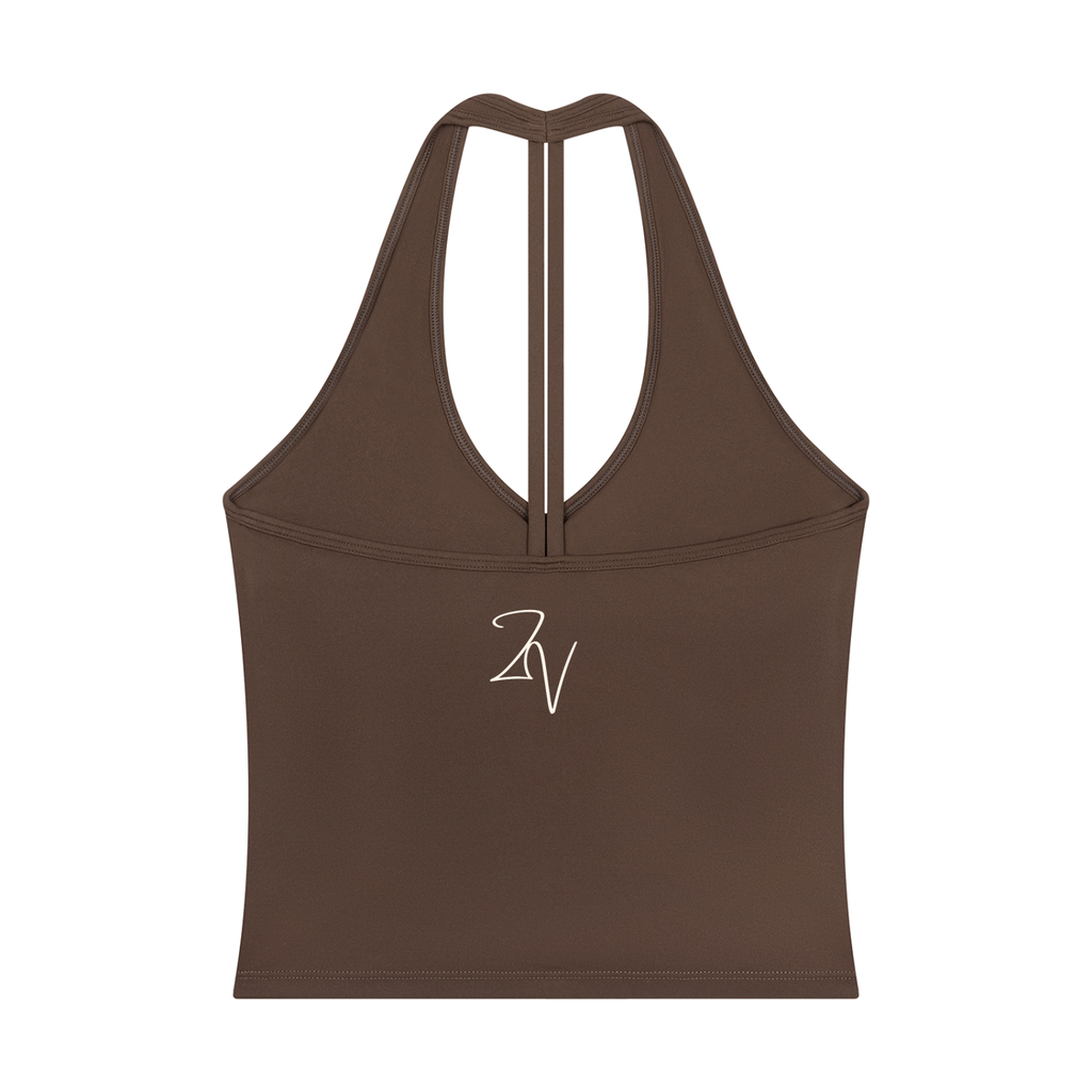 Women's Halter V-Neck Crop Tank Top | Built-In Padded Everyday Tank