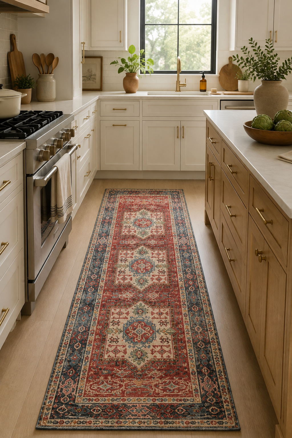 Vintage Medallion Machine Washable Runner Rug