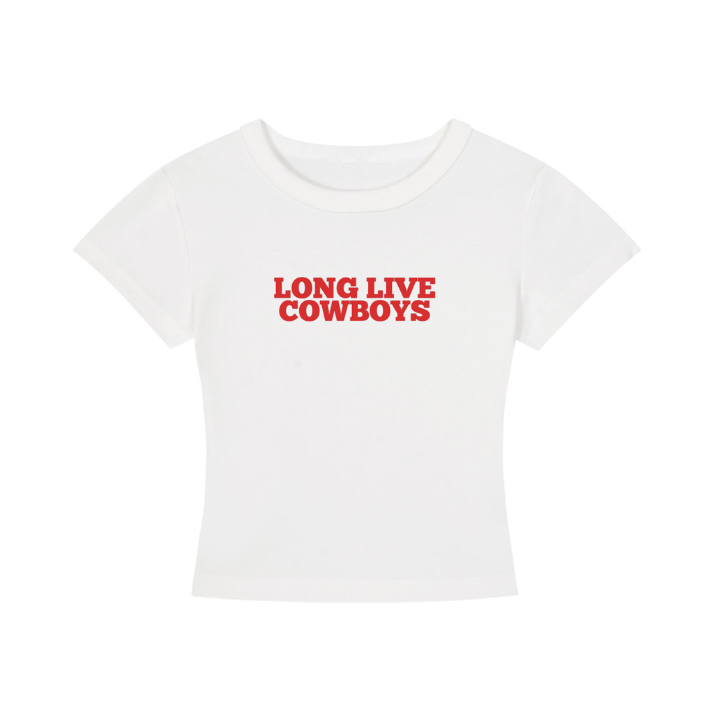 Long Live Cowboys Women's Cropped Graphic Tee | Soft Cotton Stretch Western Crop Top