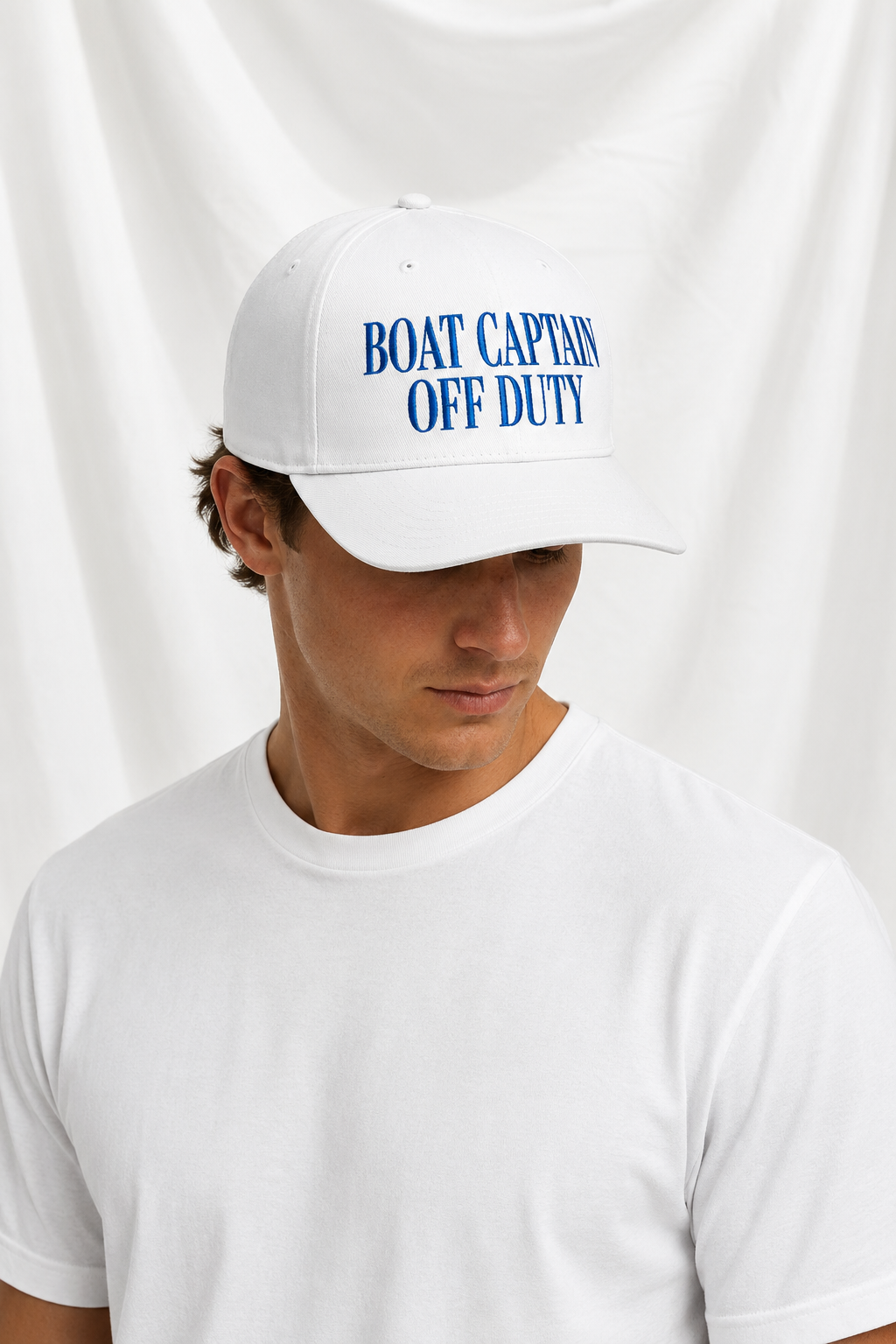 Boat Captain Off Duty Embroidered 5-Panel Cap | Adjustable Mid-Profile Snapback Hat