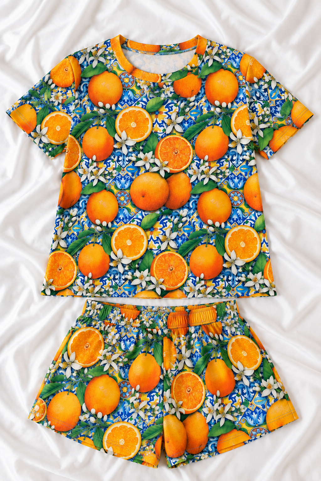 Orange Print Soft Touch Pajama Set – Women’s Shorts & Top Sleepwear