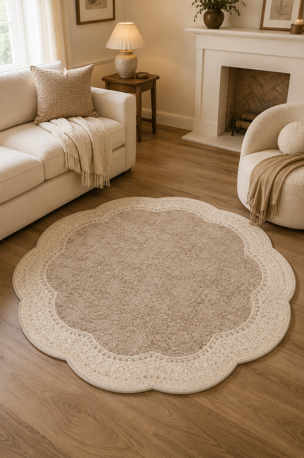 French Retro Irregular Area Rug – Luxury Textured Living Room & Bedroom Rug