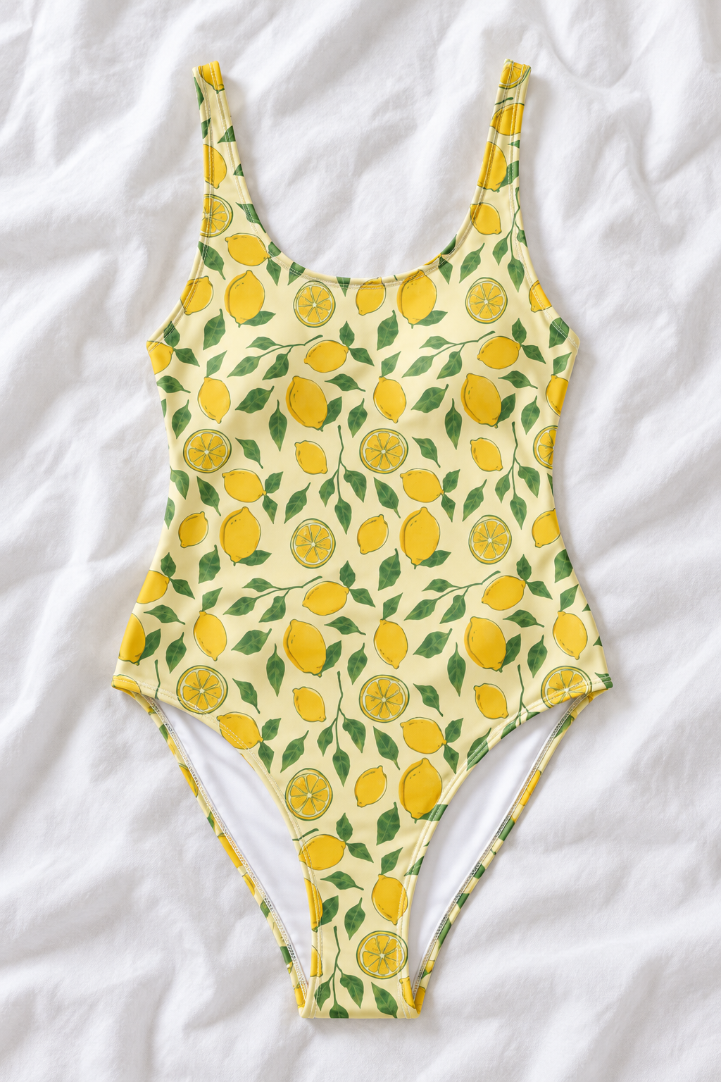 Lemon Grove One-Piece Swimsuit | Yellow Lemon Print Swimwear | Mediterranean Summer Bathing Suit