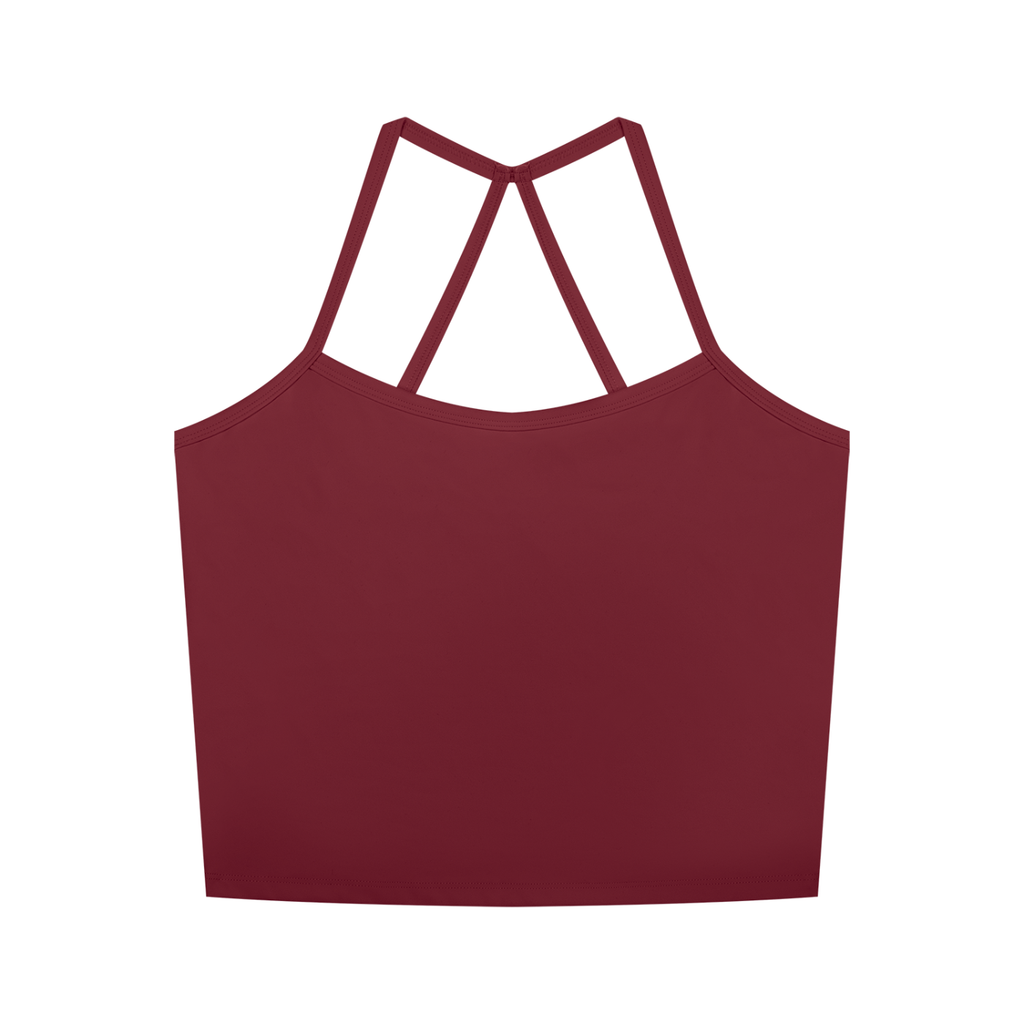 Women's Cross Back Active Crop Tank | Built-In Padded Workout Top