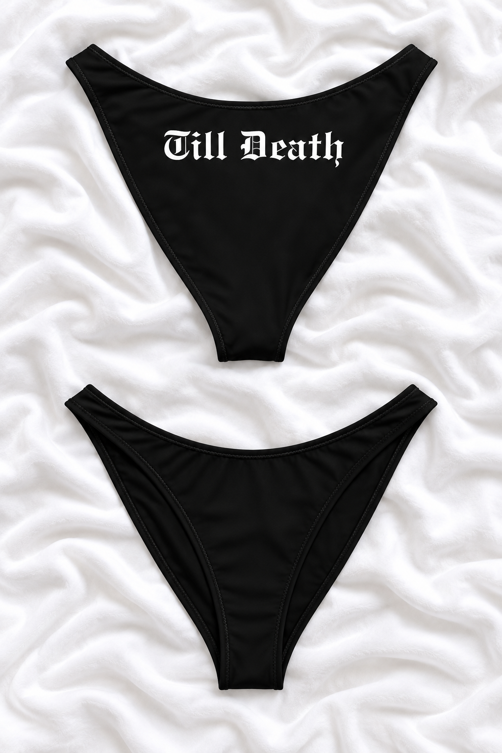 Till Death Black High Cut Bikini Bottoms | Bachelorette Swimwear