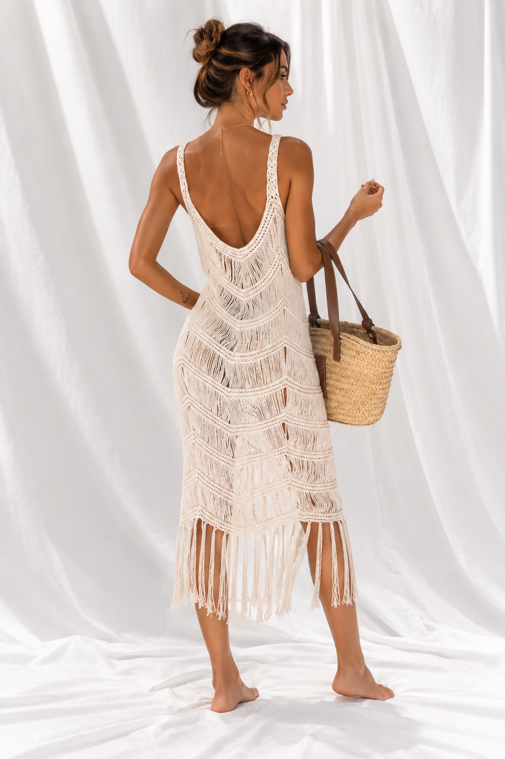 Fringe Scoop Neck Cover-Up