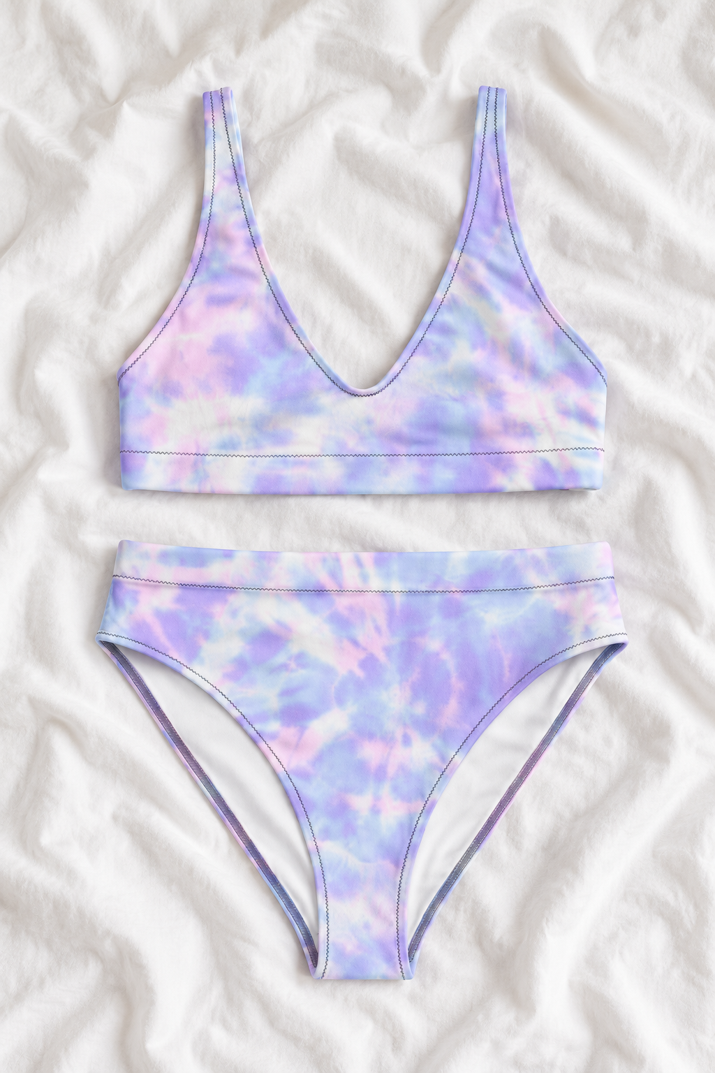 Tie-Dye High-Waisted Two-Piece Bikini – Women’s Colorful Swimsuit