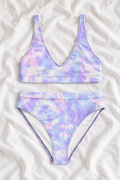 Tie-Dye High-Waisted Two-Piece Bikini – Women’s Colorful Swimsuit