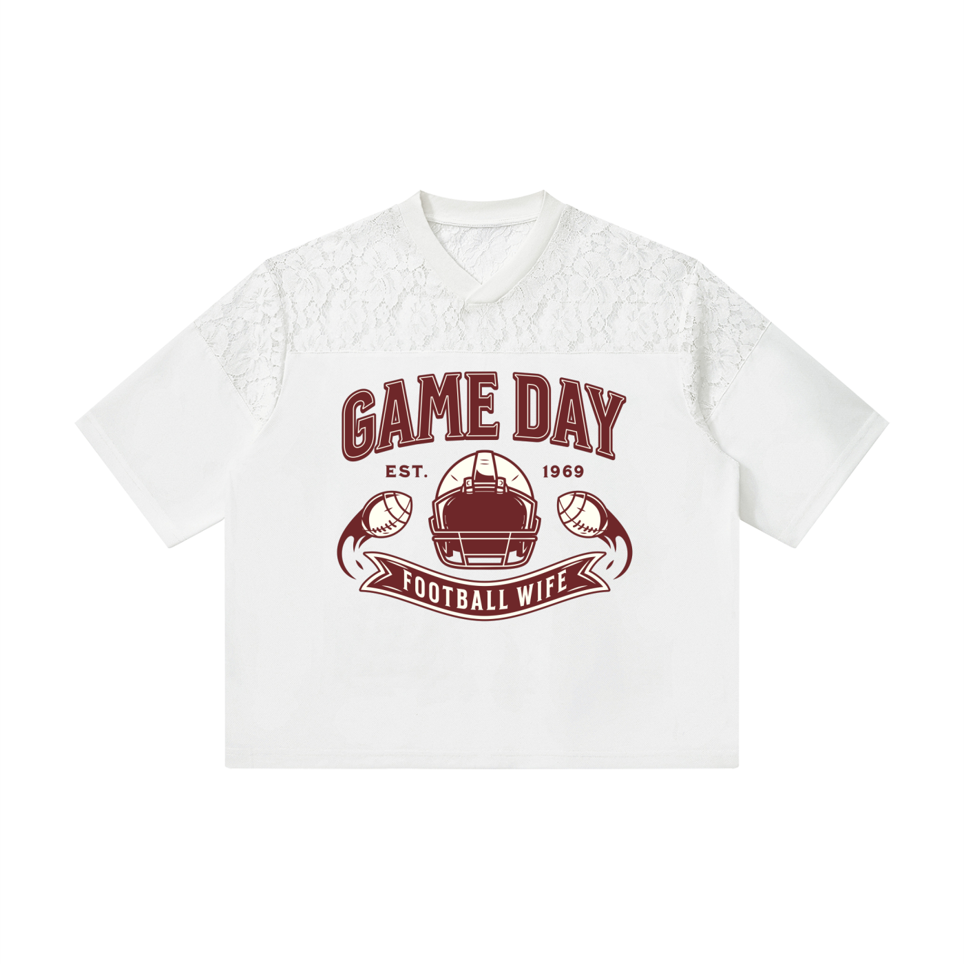 Game Day Football Wife Lace Jersey Tee | Women's Football Game Day Shirt