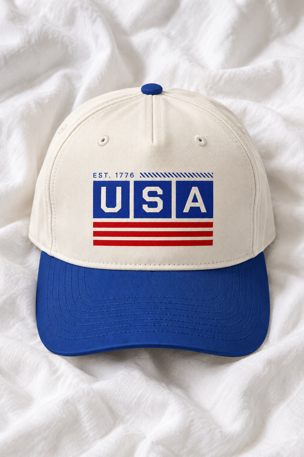 USA Two-Tone Snapback Hat | Vintage Cotton Baseball Cap