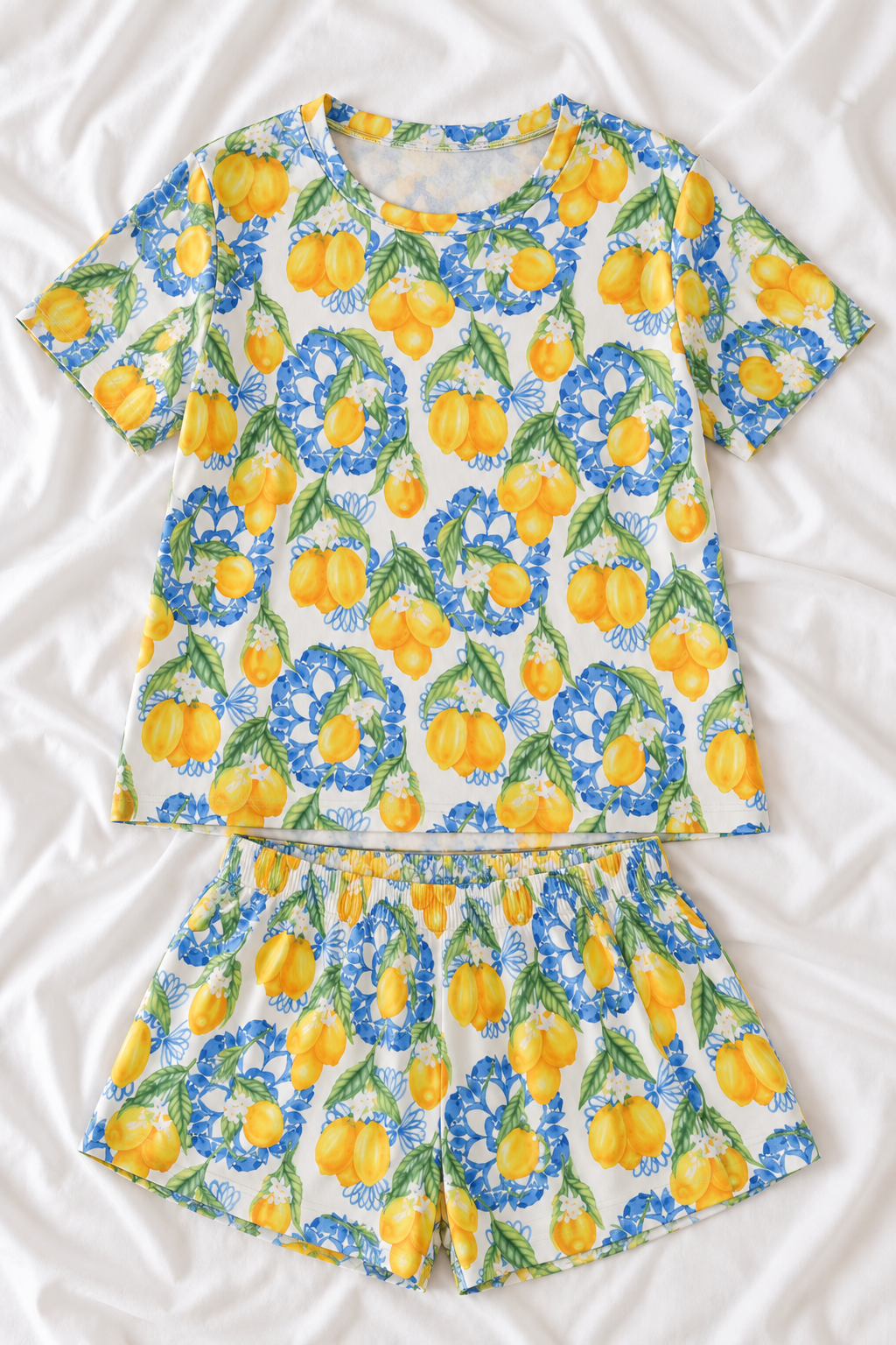 Lemon Print Soft Touch Pajama Set – Women’s Shorts & Top Sleepwear