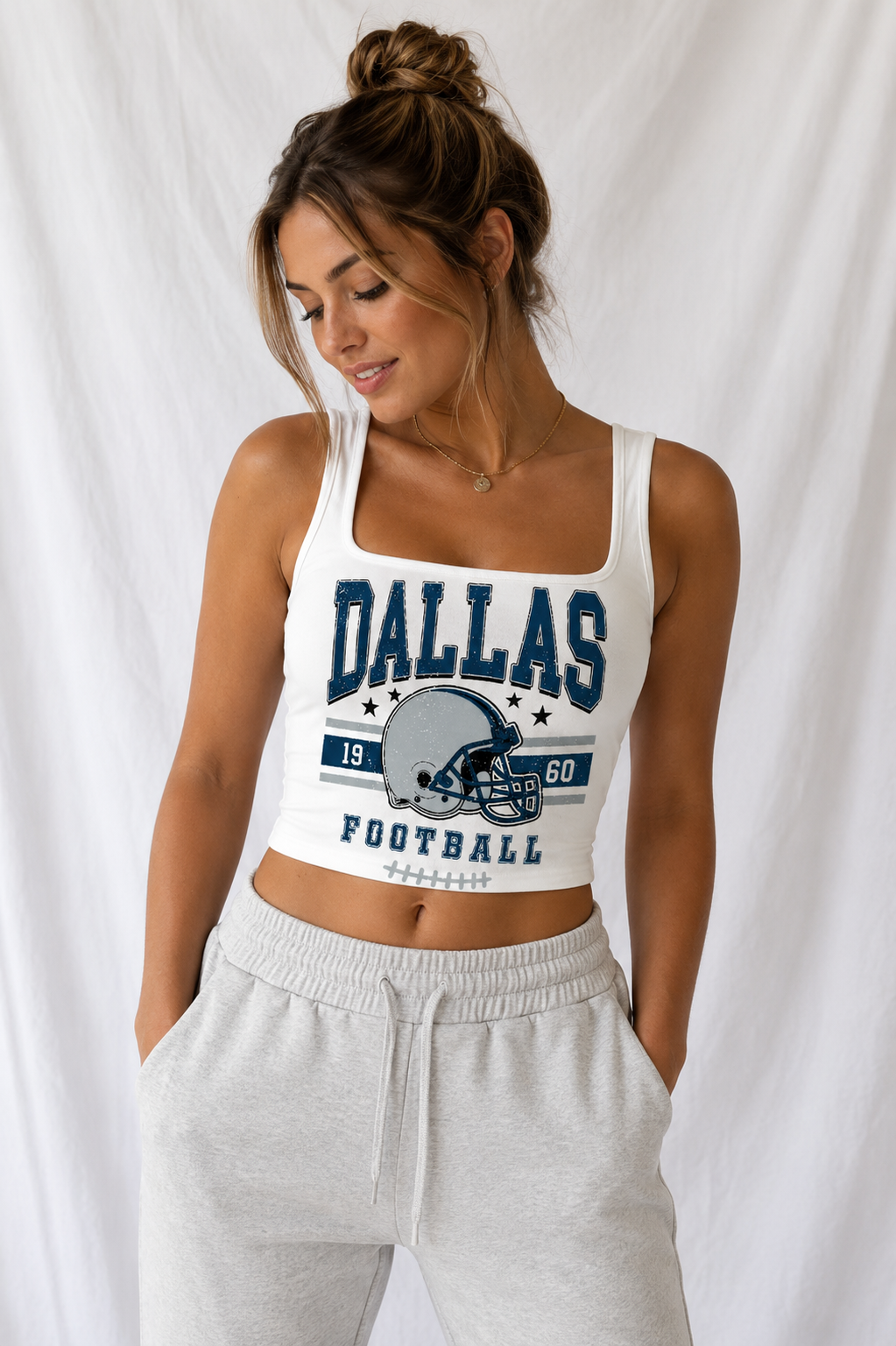 Dallas Square Neck Crop Tank Top, Football Game Day Top, Women’s Tailgate Shirt, Football Season Out