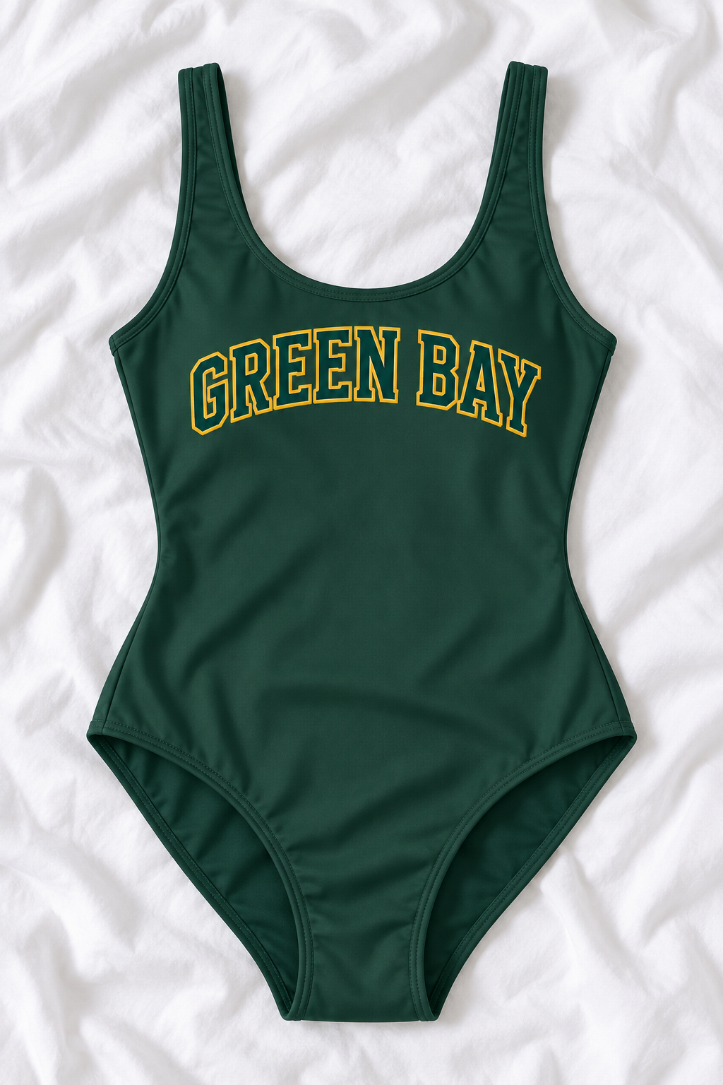 Green Bay Football One-Piece Swimsuit – Women’s Game Day Swimwear
