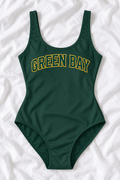 Green Bay Football One-Piece Swimsuit – Women’s Game Day Swimwear