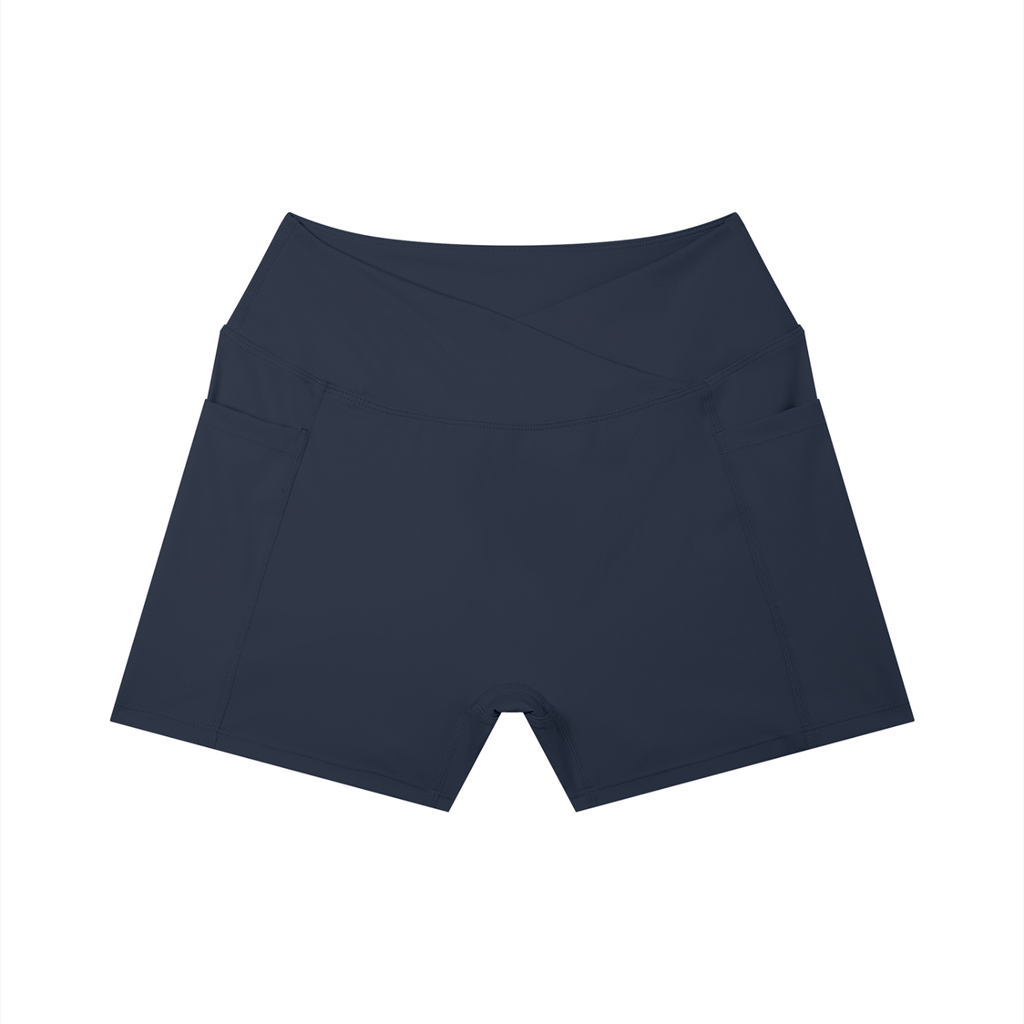 Women's High Rise Pocket Biker Shorts | Athletic Performance Workout Shorts