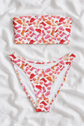 Howdy Honey Cowgirl Bandeau Bikini Set | Pink Western Print V-Cut Bikini Bottoms | Two-Piece Swimsuit