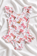 Western Girls’ Ruffle Swimsuit – Kids Cowgirl One Piece Swimwear