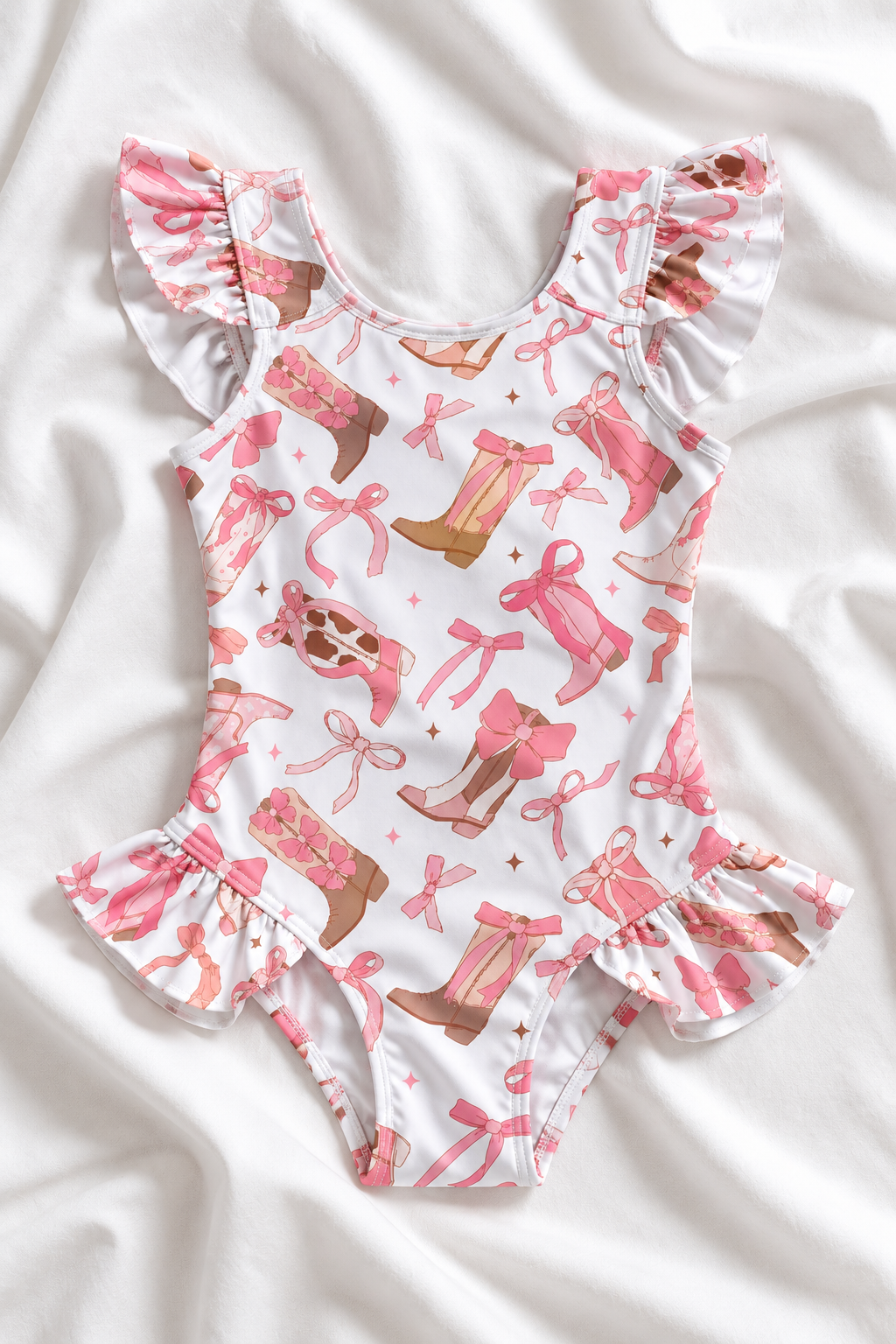 Western Girls’ Ruffle Swimsuit – Kids Cowgirl One Piece Swimwear