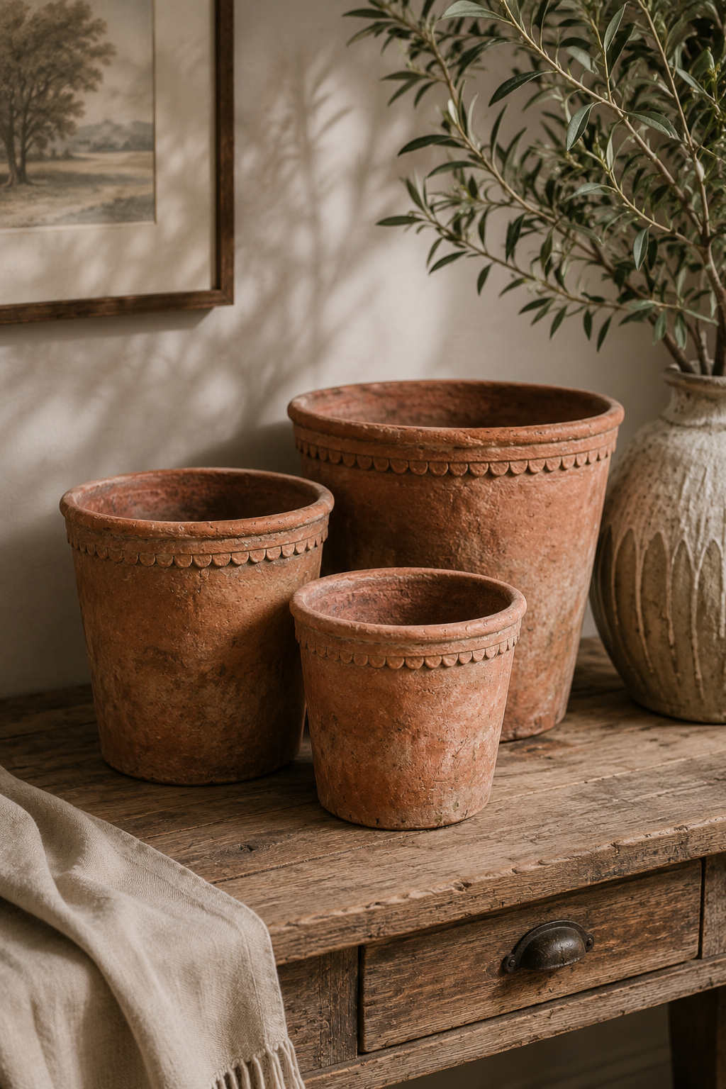 Large Terracotta Red Concrete Planter Pot