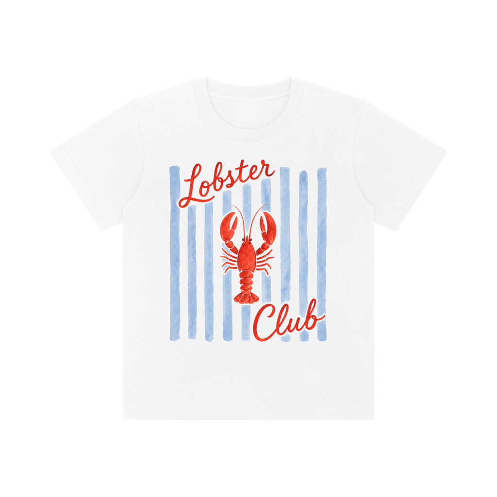 Lobster Club Kids Cotton Tee | Cute Coastal Graphic T-Shirt for Toddlers & Youth