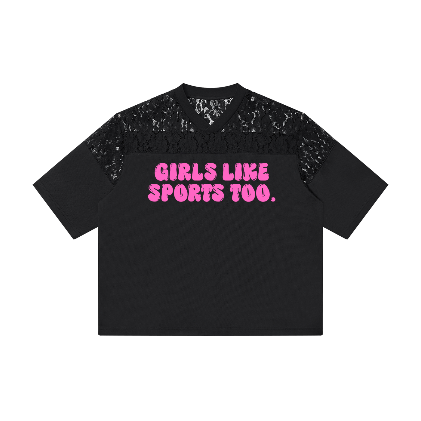 Girls Like Sports Too Lace Jersey Tee | Women's Football Game Day Shirt