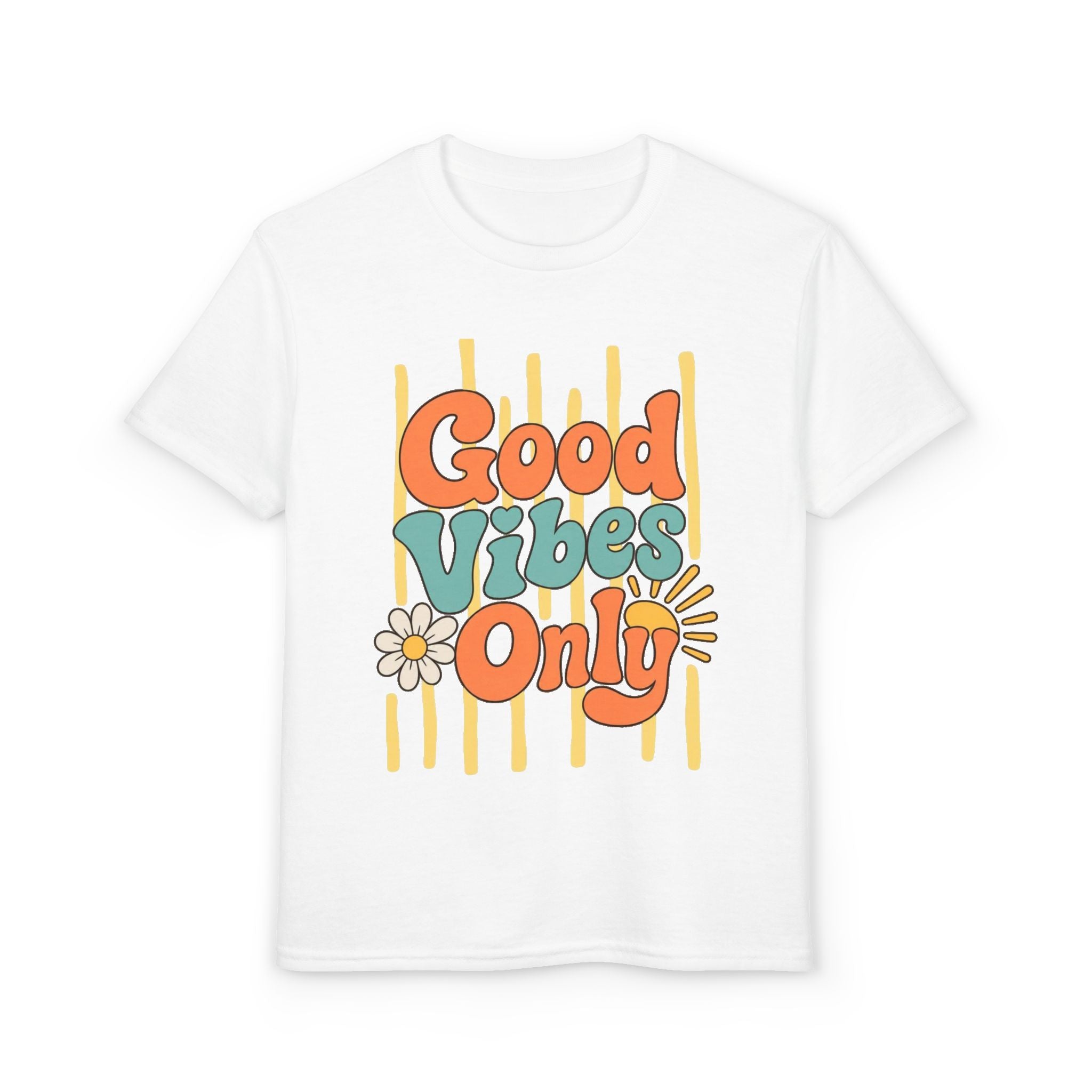 Youth T-Shirt — "Good Vibes Only" Retro Daisy Graphic