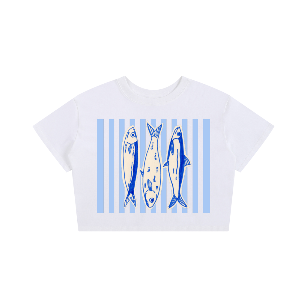 Fish Women's Baby Crop Tee | Cute Coastal Cotton Crop Top