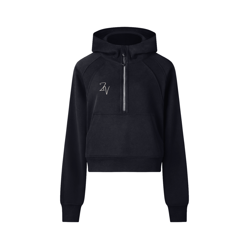 Women's Cropped Half-Zip Hoodie | Lightweight Athletic Pullover Sweatshirt