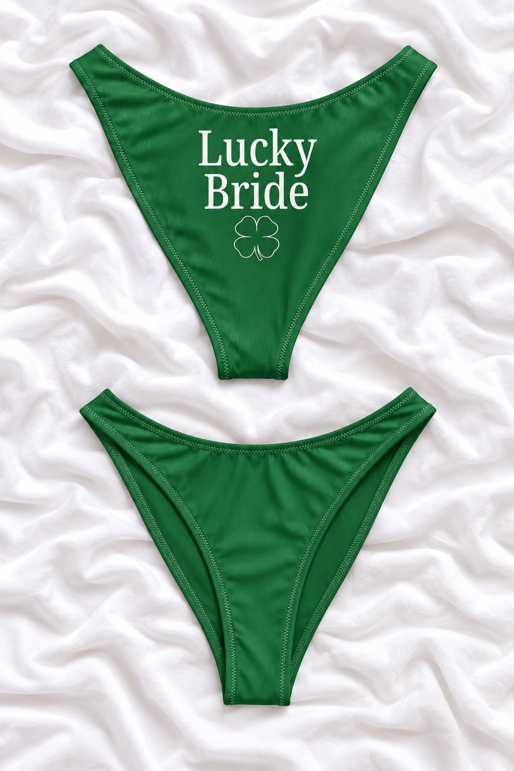 Lucky Bride Green V Cut Bikini Bottoms | Clover Bridal Swimwear
