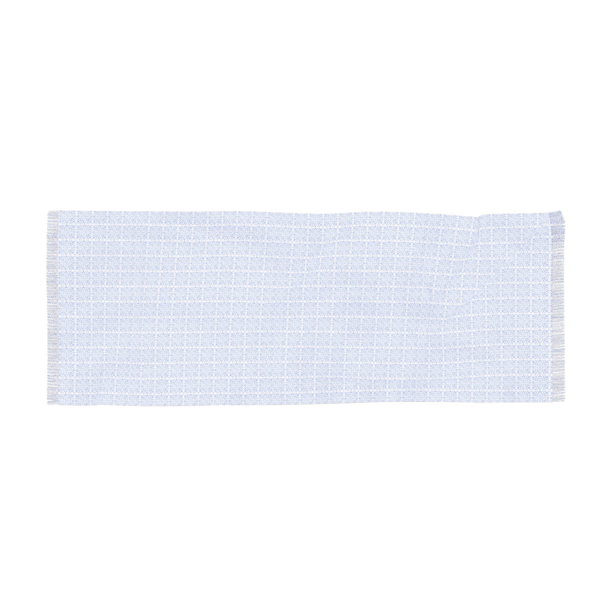 Light Blue Tile Lightweight Scarf | Mediterranean Long Fashion Scarf & Coastal Wrap