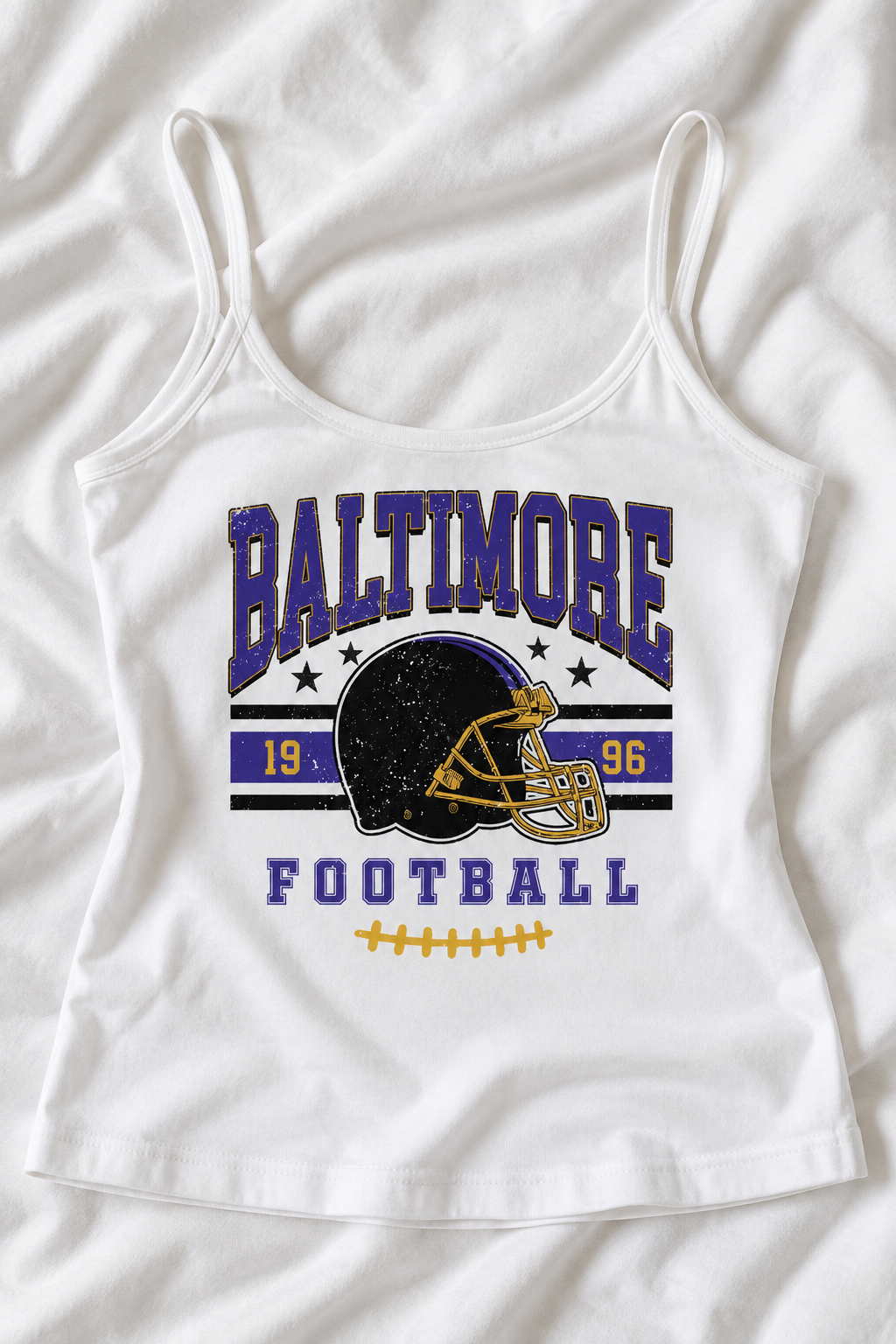 Baltimore Low Back Tank Top – Women’s Football Game Day Shirt, Backless Tailgate Top