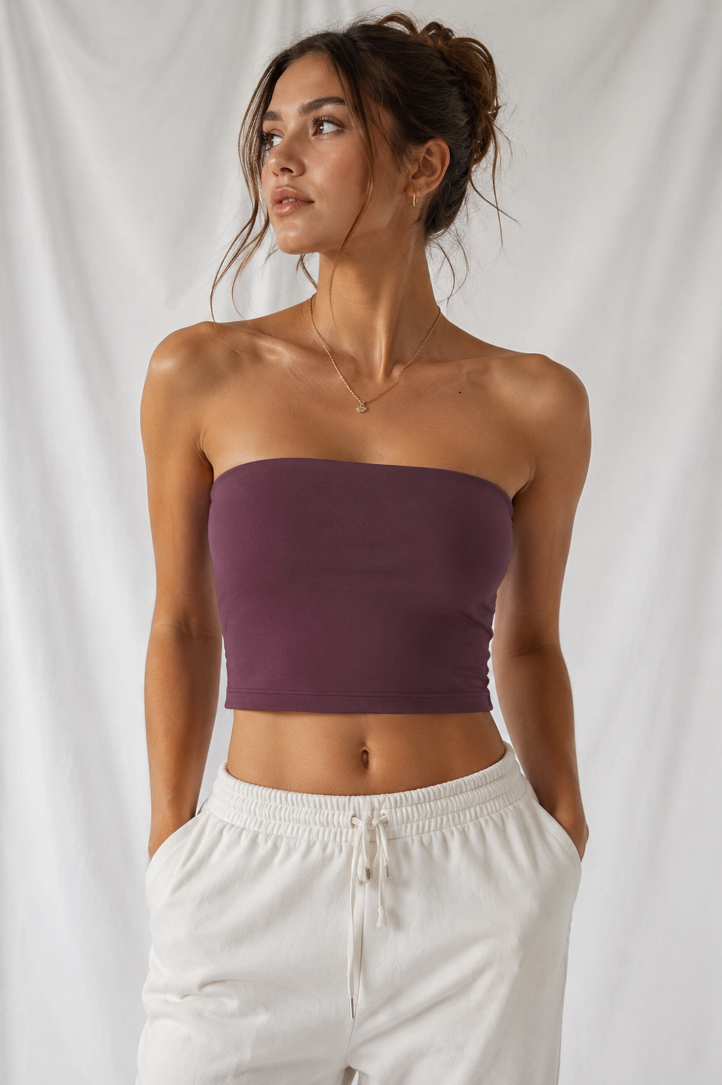Women's Cropped Tube Top | Built-In Padded Bandeau Top