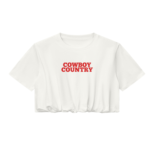 Cowboy Country Women's Crop Bubble Hem Tee | 100% Cotton Western Graphic Top