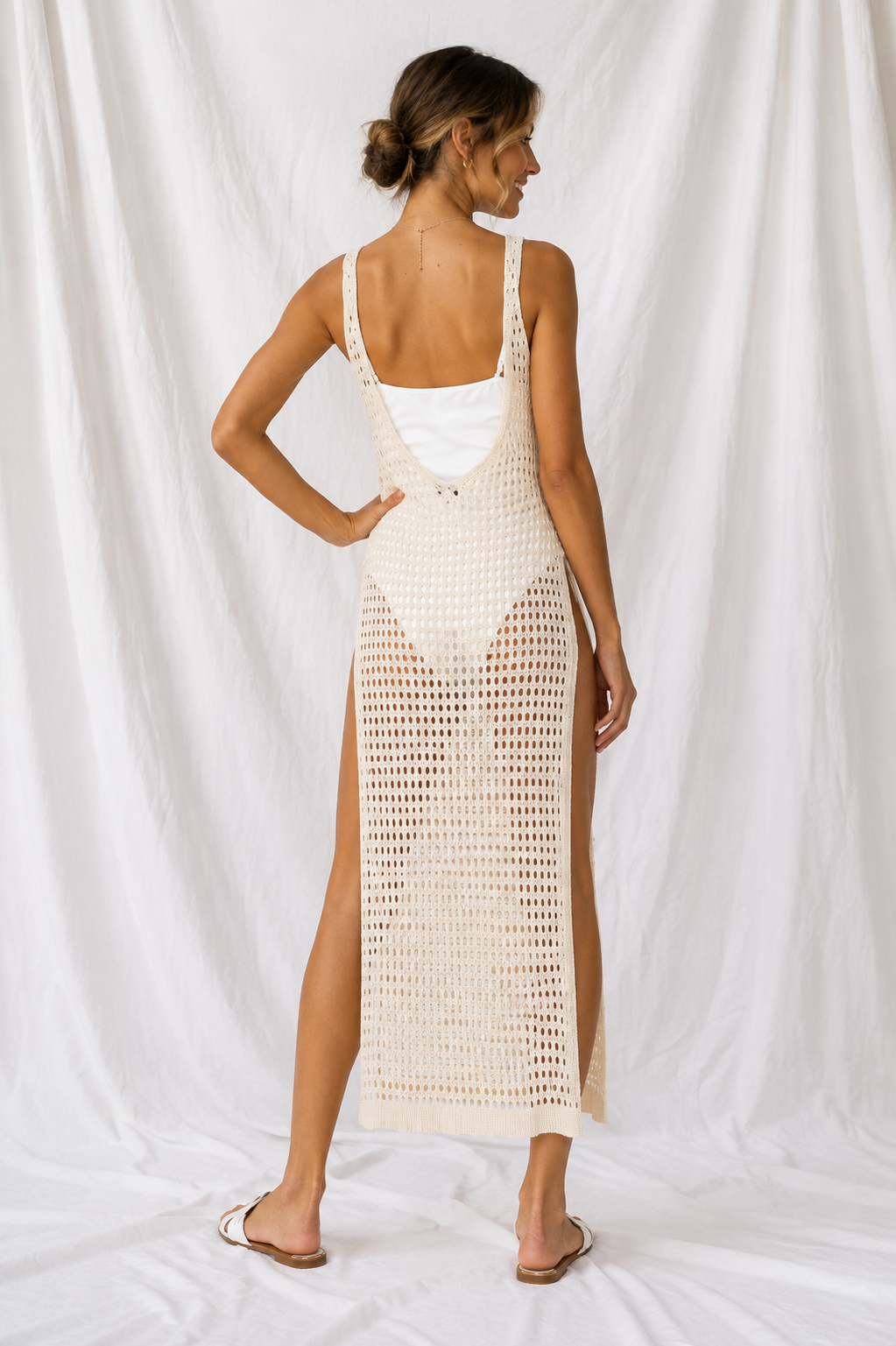 Crochet Backless Cover Up Dress