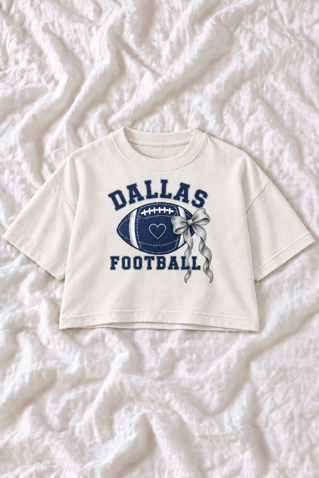 Dallas Football Oversized Cropped Graphic Tee – Women’s Game Day T-Shirt