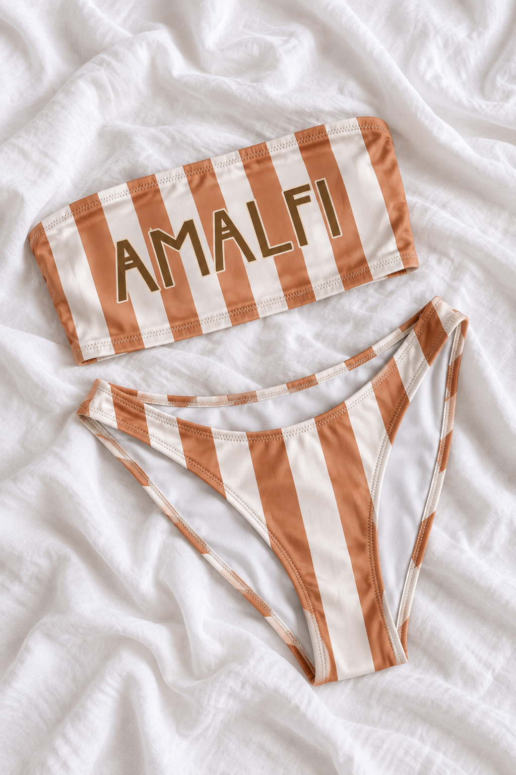 Amalfi Bandeau Bikini Set – Striped Italian Summer Swimsuit
