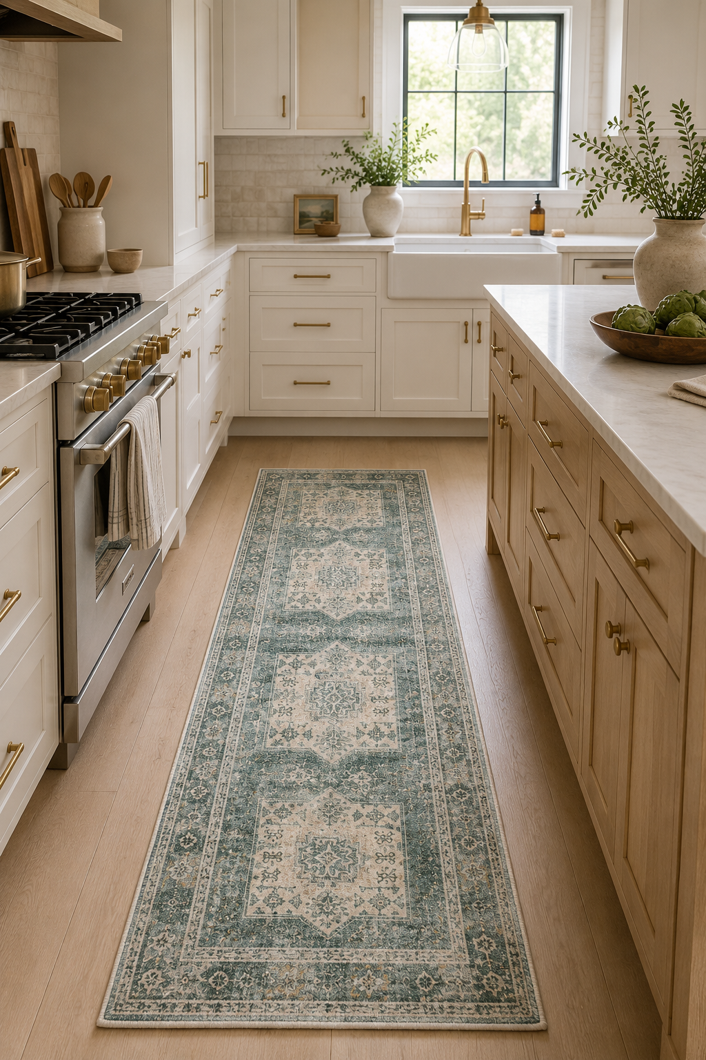 Vintage Medallion Machine Washable Runner Rug