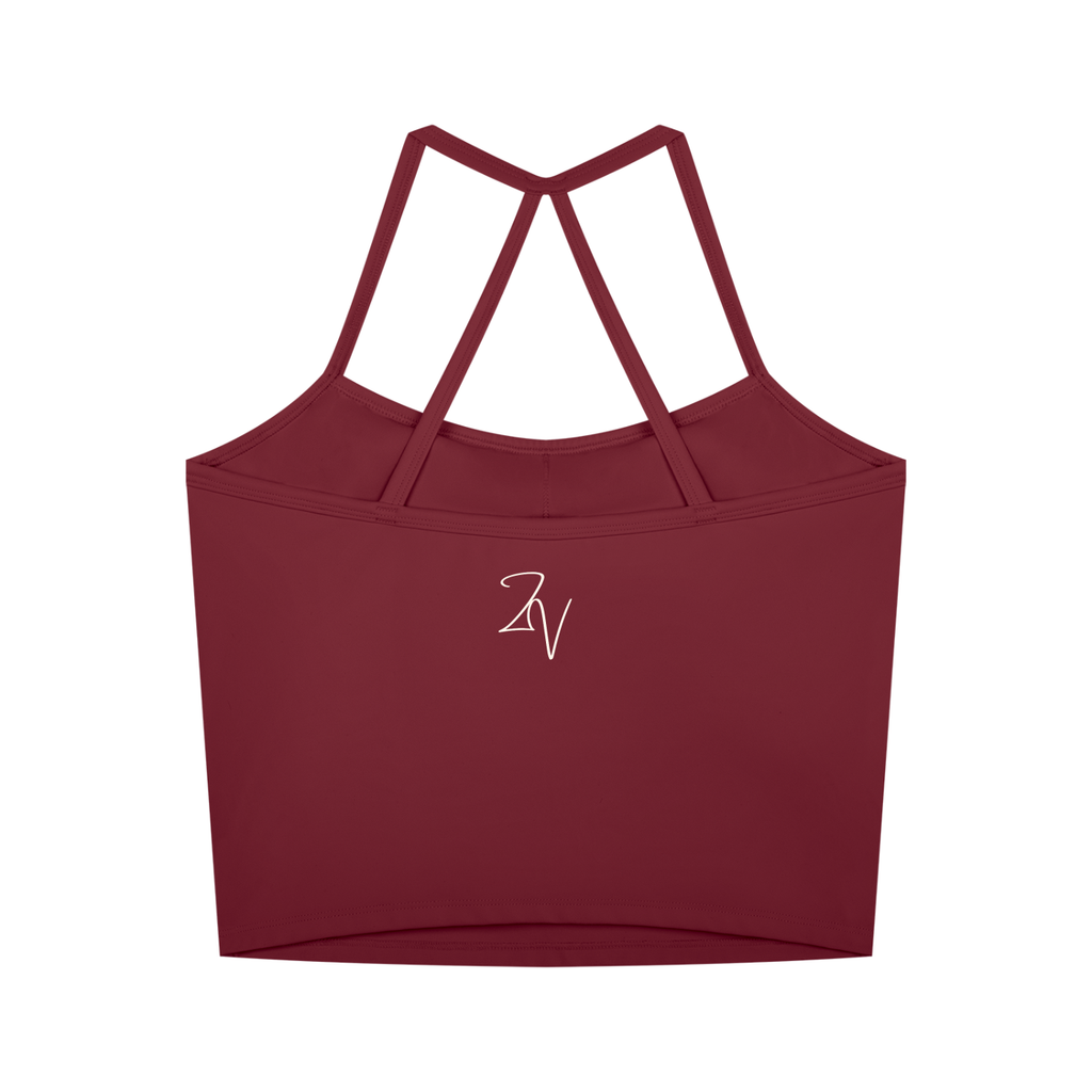 Women's Cross Back Active Crop Tank | Built-In Padded Workout Top