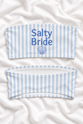 Salty Bride Blue Striped Bandeau Bikini Top | Coastal Bachelorette Swimwear