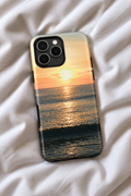 Ocean Sunset Tough iPhone Case | Golden Hour Beach Aesthetic Phone Cover | Coastal Sunset Photography iPhone Case