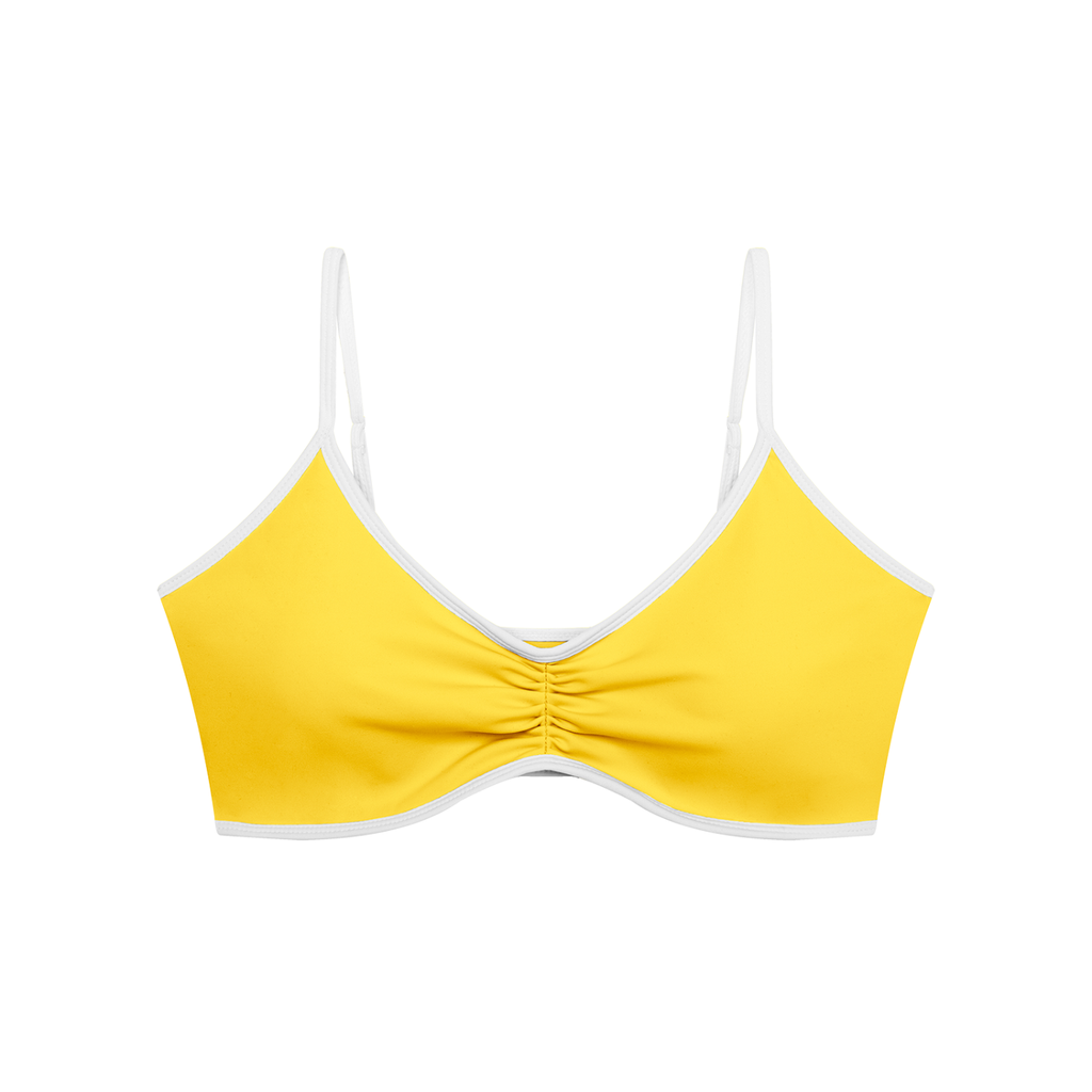 Women's Color Block Ruched V-Neck Sports Bra | Built-In Padded Athletic Workout Bra
