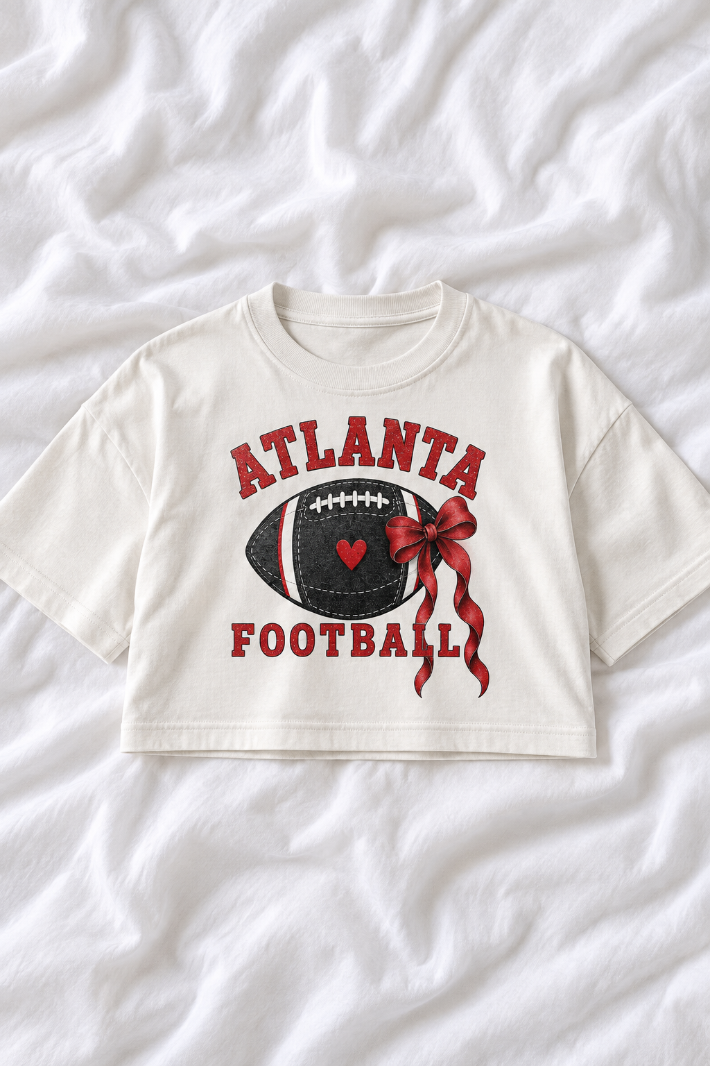 Atlanta Football Oversized Cropped Graphic Tee – Women’s Game Day T-Shirt