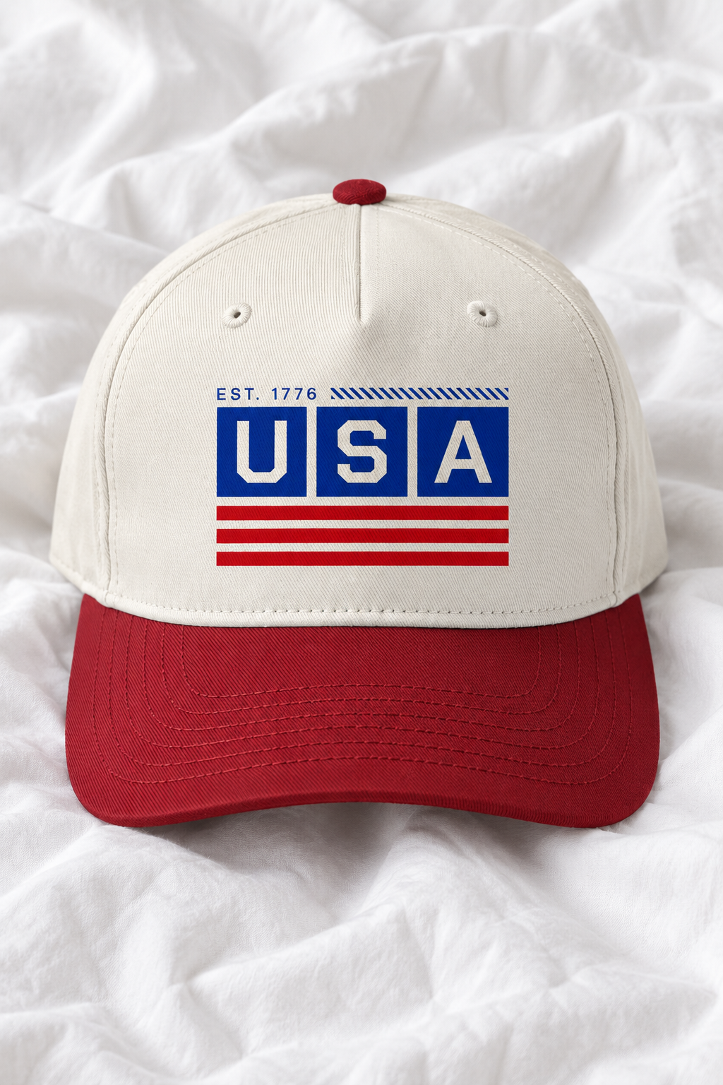 USA Two-Tone Snapback Hat | Vintage Cotton Baseball Cap