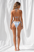 Dolce Vita Blue Striped String Bikini Set – Tie Side Swimsuit