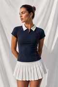 Women's Slim Fit Quarter-Zip Polo Shirt | Athletic Performance Golf Top