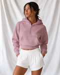 Women's Cropped Half-Zip Hoodie | Lightweight Athletic Pullover Sweatshirt