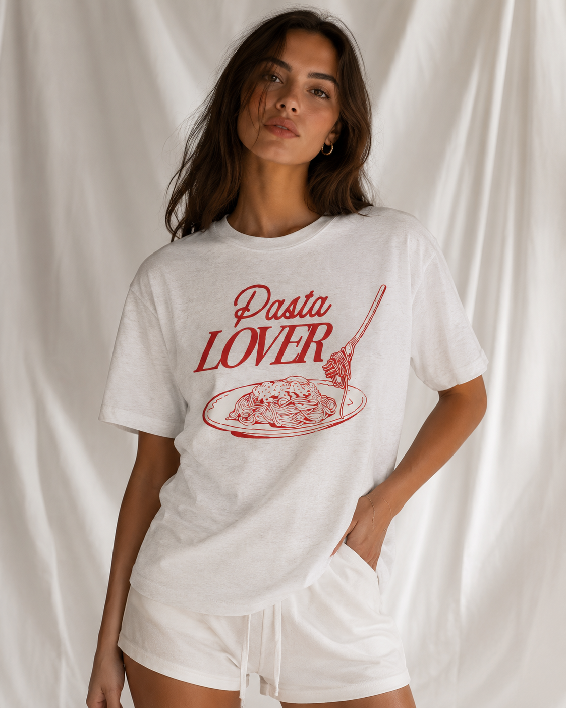 Pasta Lover Women's Graphic Tee | 100% Cotton Italian Food Lover Shirt