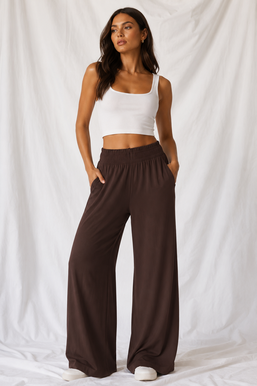Women's High Rise Wide Leg Pants | Stretch Athleisure Lounge Pants