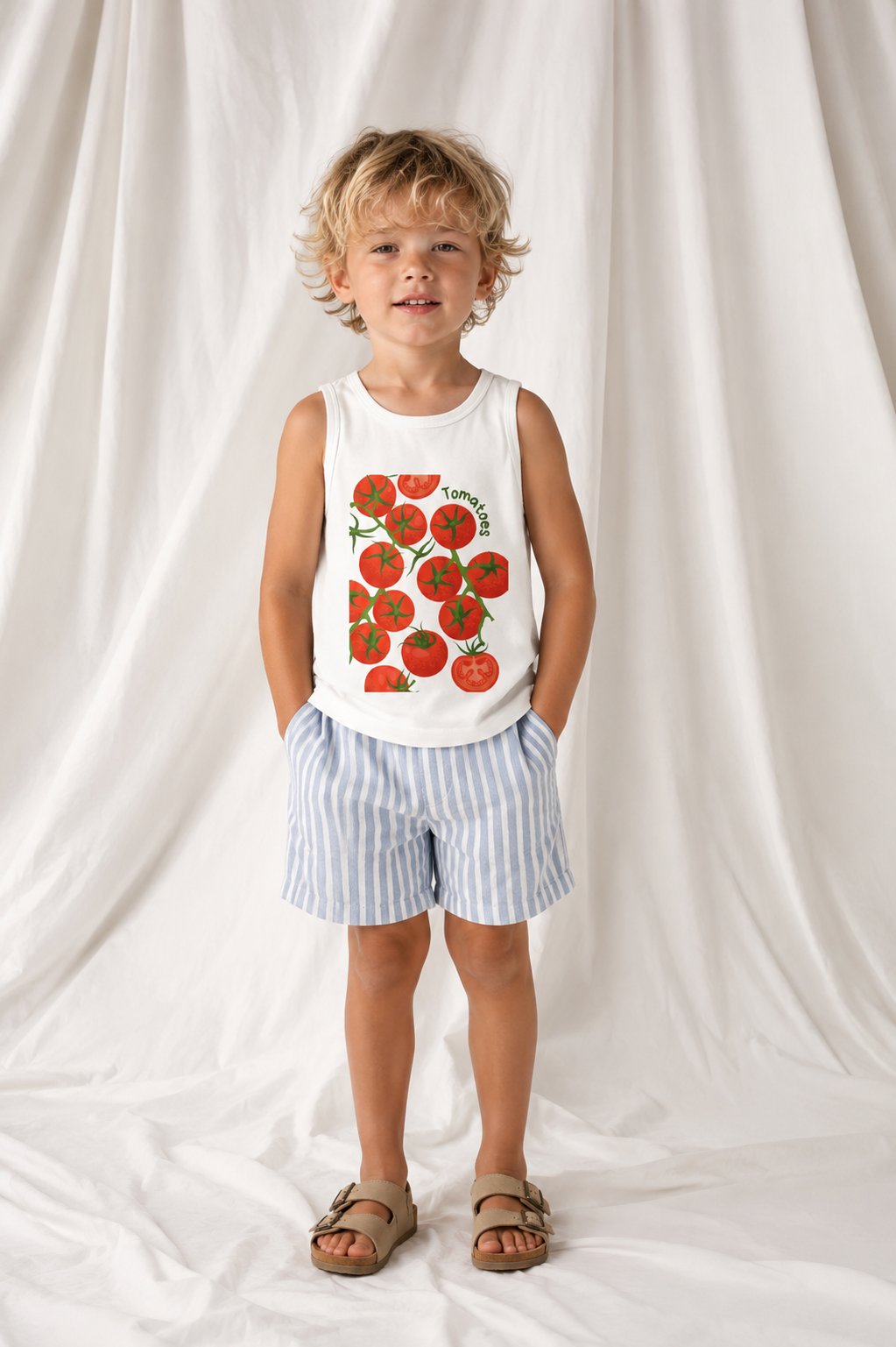Tomato Patch Kids Tank Top — Cute Red Tomato Print for Gardeners & Food-Lovers