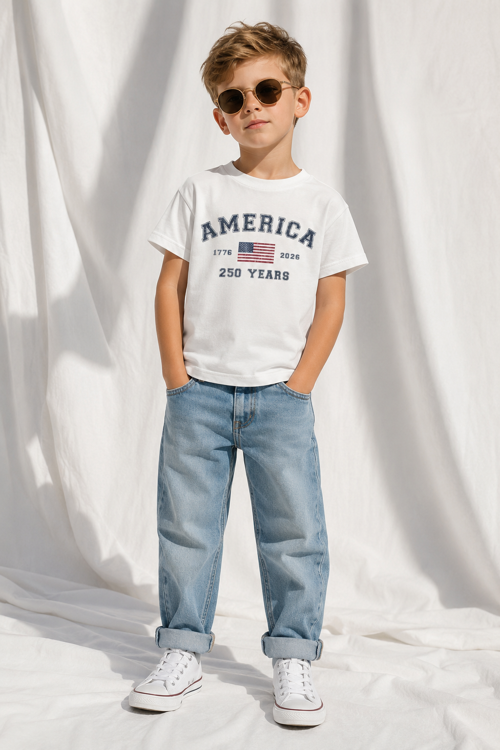 America 250 Years Toddler T-Shirt — 1776–2026 Patriotic Flag Tee